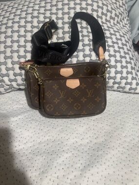 Monogram Triple Pouch Crossbody Bag in Brown